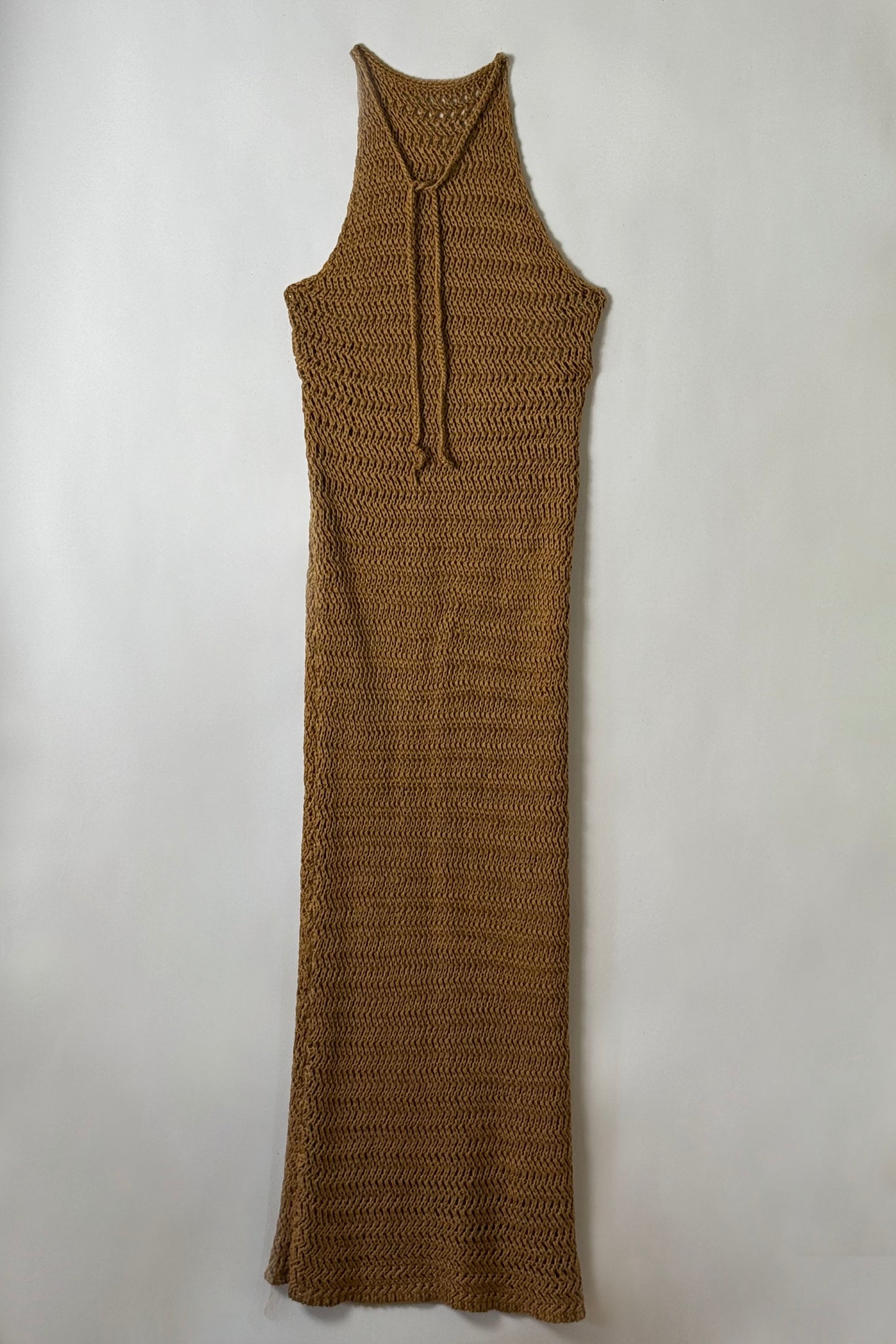 LOW BACK BROWN KNIT DRESS, S