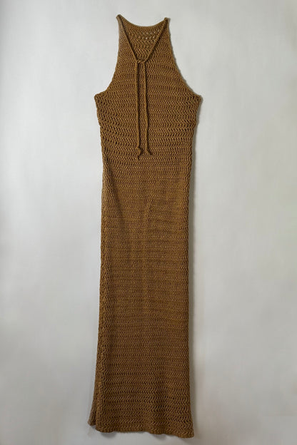 LOW BACK BROWN KNIT DRESS, S