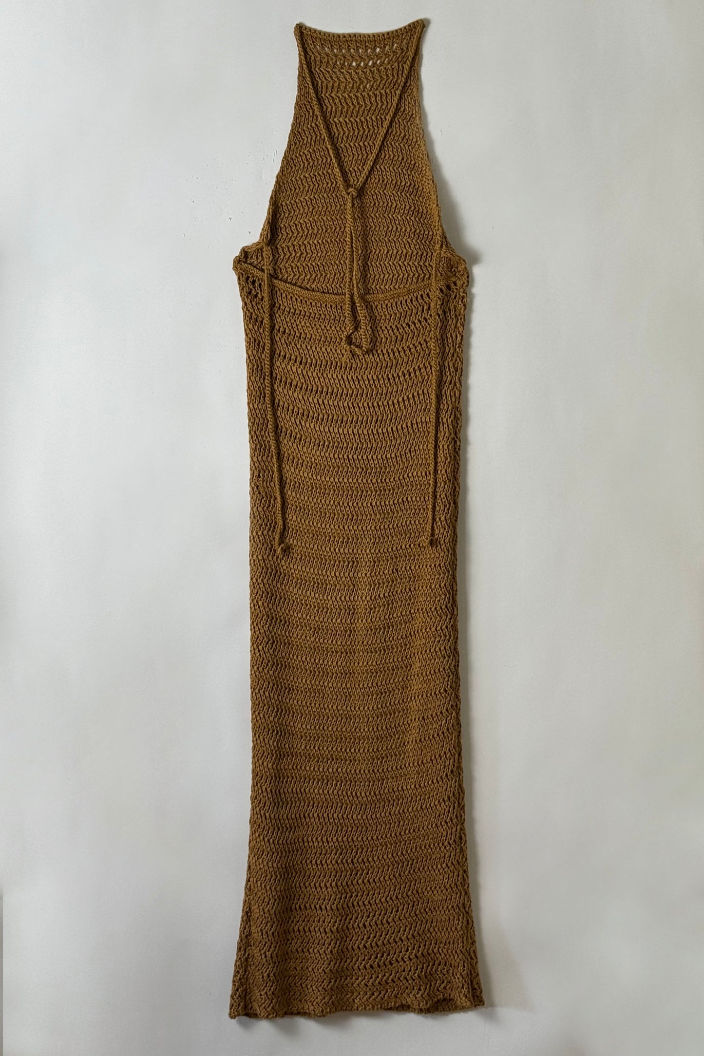 LOW BACK BROWN KNIT DRESS, S