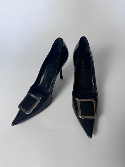 PRADA POINTED TOE HEELS, 8.5