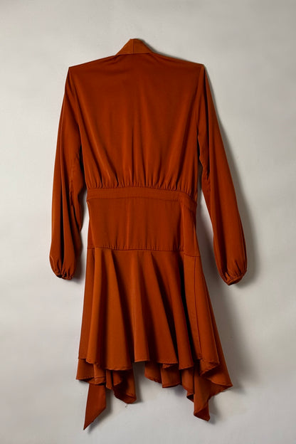 BURNT ORANGE WRAP DRESS, S